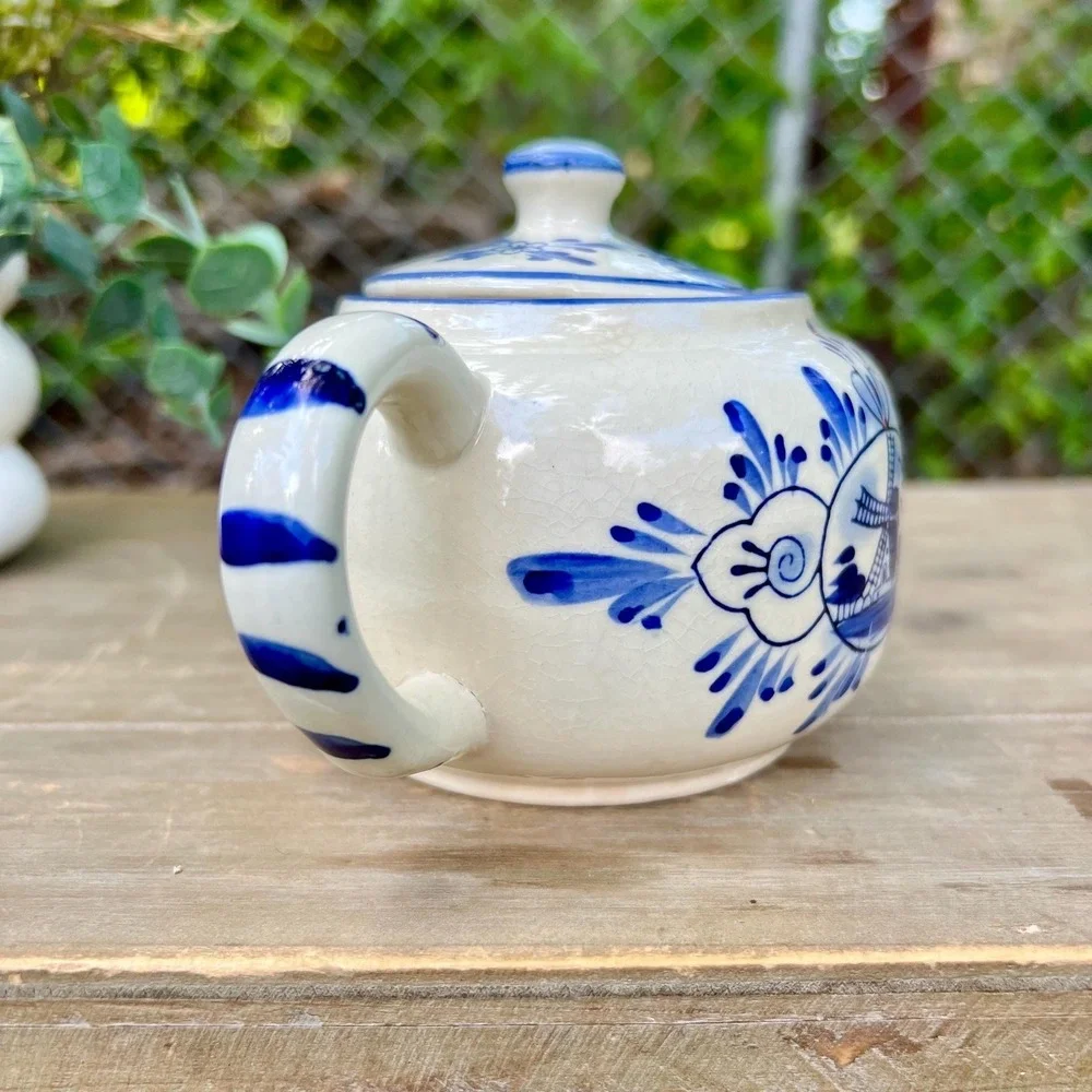 Vintage Ramsel Hamburg Blue & White Porcelain Teapot -Windmill Pattern